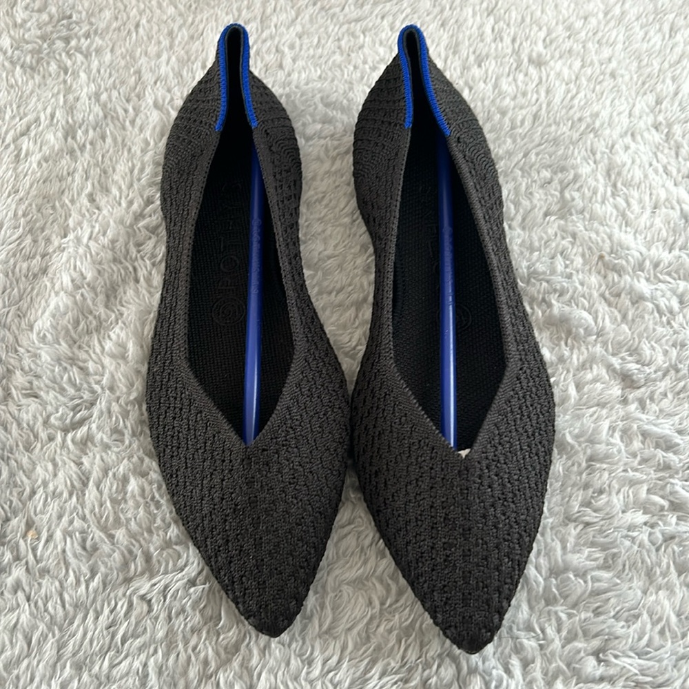Rothys The Point Flats Pointed Toe Black Shoes Slip On